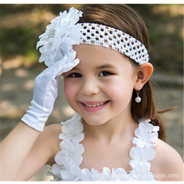 Flower girl robe de mariage en mariée en satin à bas prix au poignet appliques en dentelle gants en dentelle